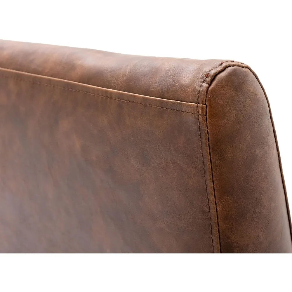 Faux Leather Upholstered Dining Chairs – Mid Century Modern Padded Kitchen Chairs with Black Metal Frame & Adjustable Foot Pads