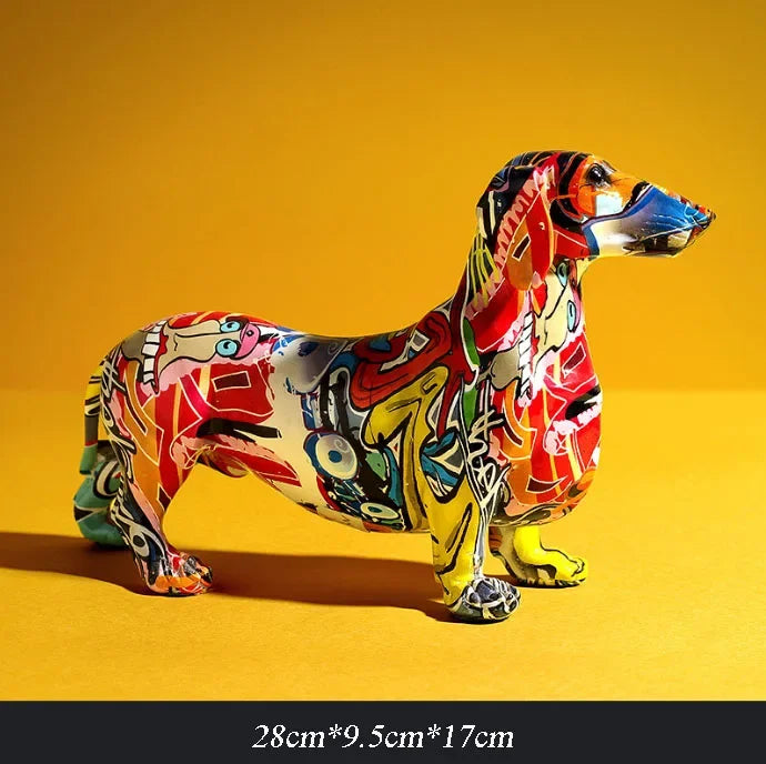 Creative  Home Modern Painted Colorful Dachshund Dog Decoration