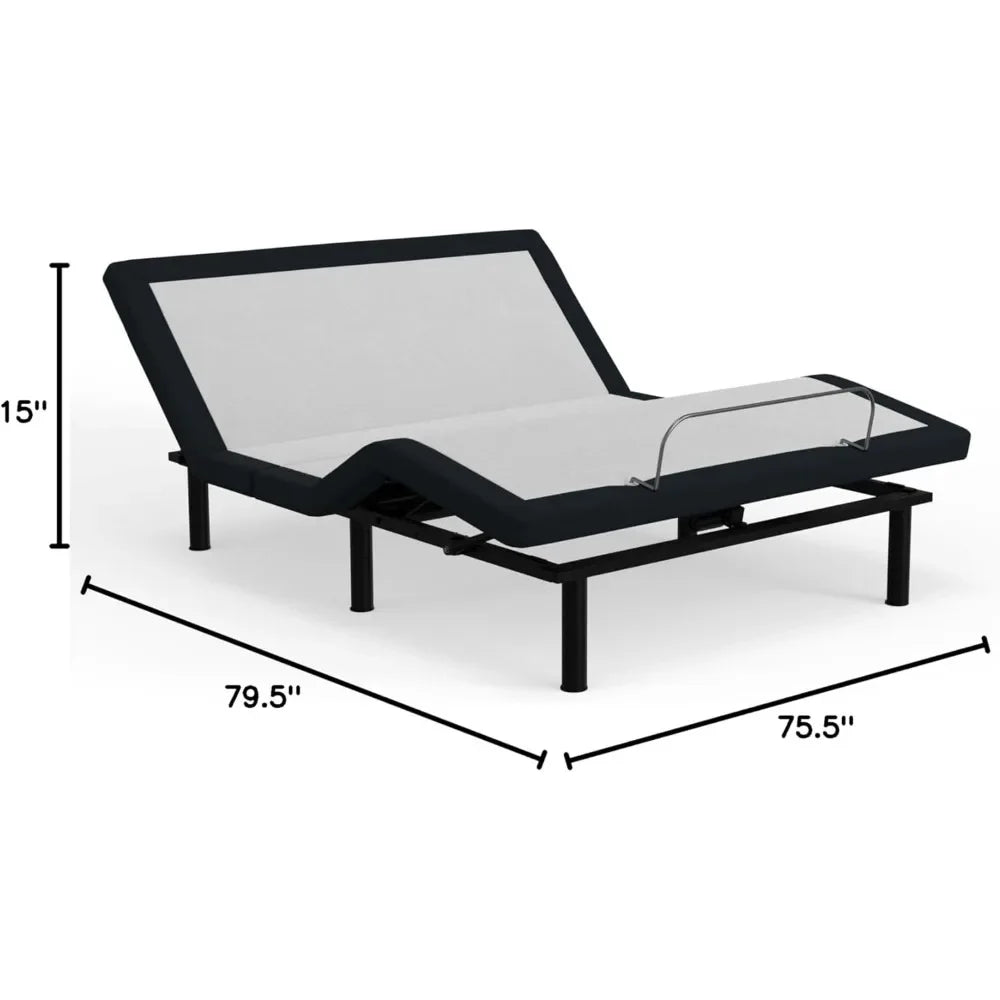 Adjustable Bed Base Frame with Head & Foot Incline – Wireless Remote Control, Easy Assembly, 10-Year Warranty