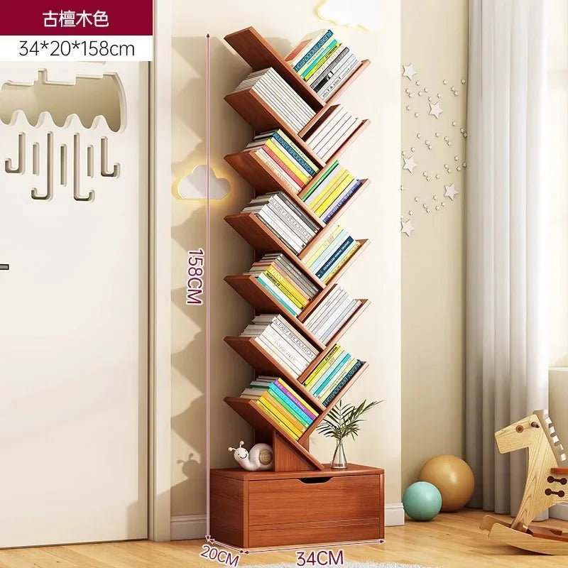 Standing Wooden Storage Rack Bookshelf