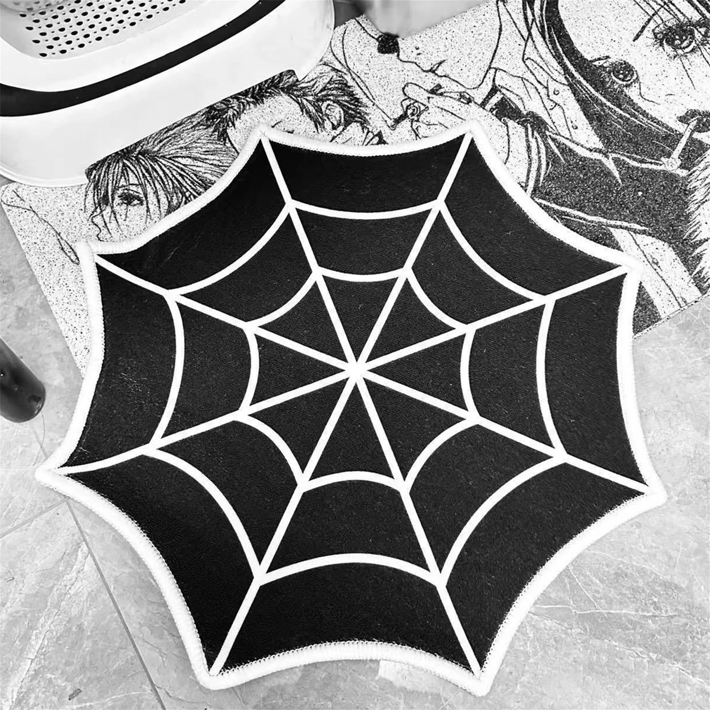 Haunted House Halloween Area Rug – Creepy Cobweb Welcome Mat for Indoor Entryway, Non-Slip Spooky Floor Carpet