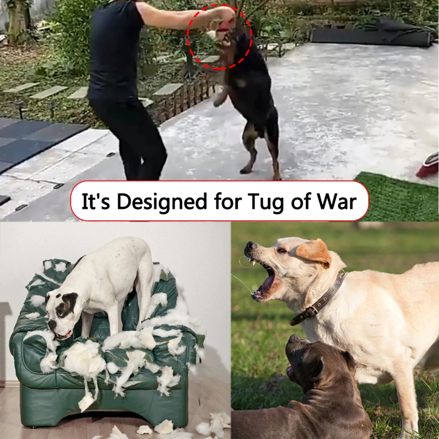 Durable Dog Bite Tug Toy with 2 Rope Handles – Training Chew Pillow for Medium & Large Dogs
