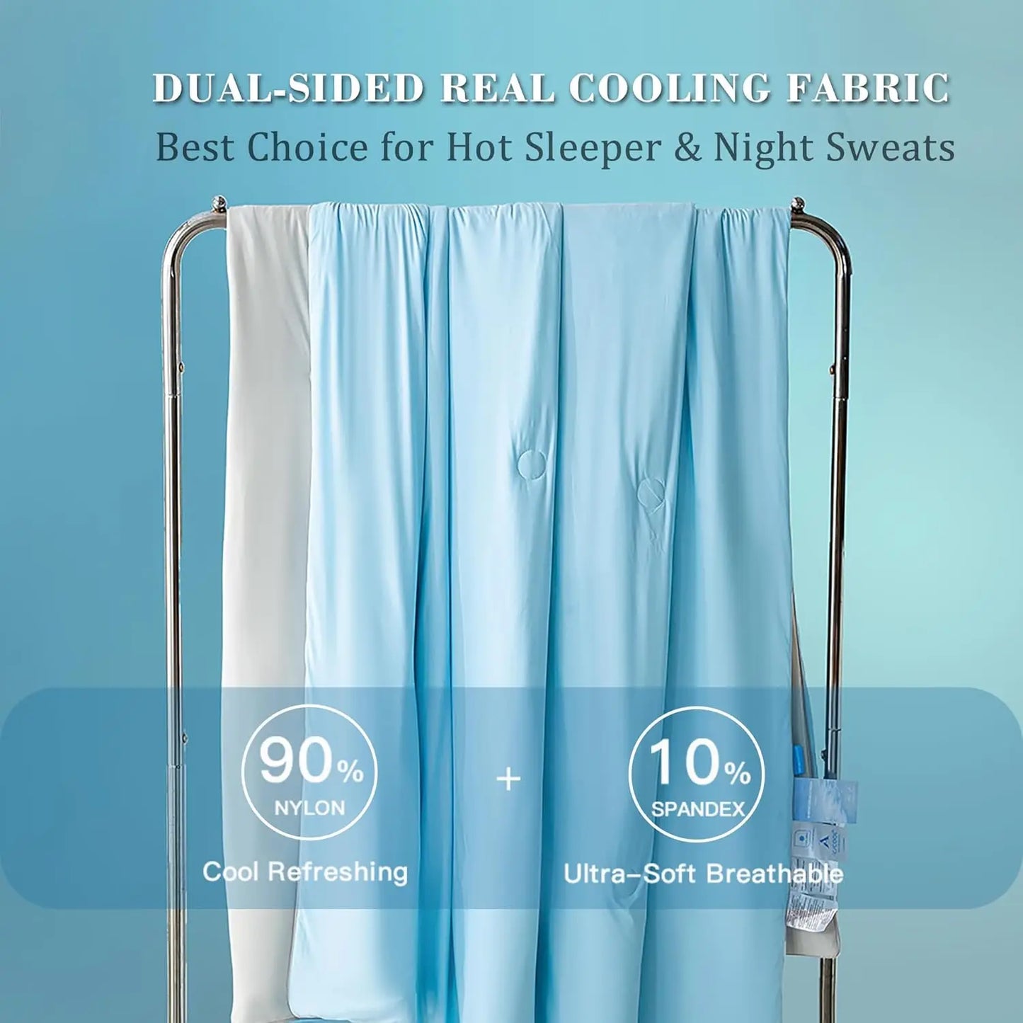 Cooling Comforter Double-Sided Ice Cool Spandex Fabric – Soft, Lightweight Summer Blanket for Hot Sleepers & Night Sweats