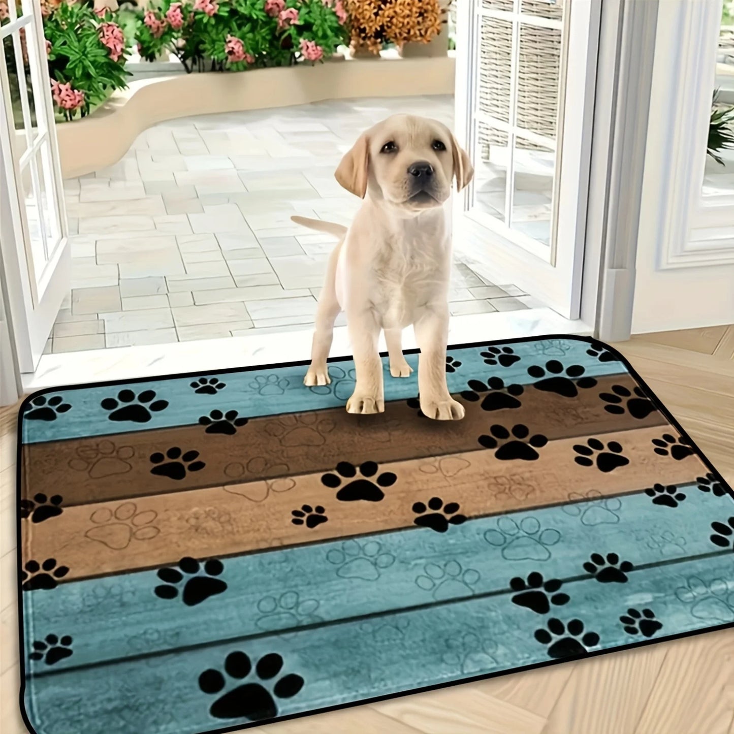Pet Paw Prints Non-Slip Indoor Doormat - Absorbs Moisture And Dirt,  Quick Dry