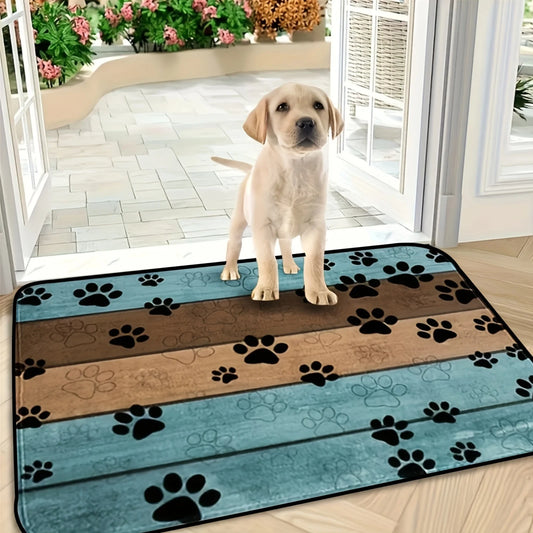 Pet Paw Prints Non-Slip Indoor Doormat - Absorbs Moisture And Dirt,  Quick Dry