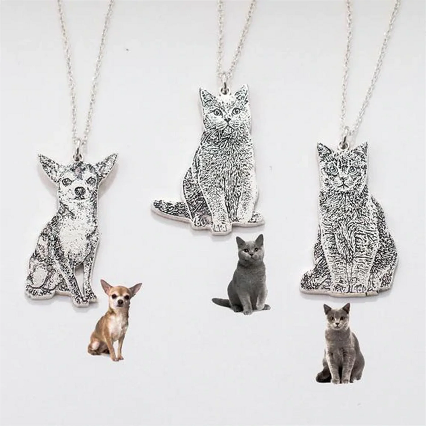 🖤 Custom Frosted Engraved Pet Picture Necklace – Personalized Stainless Steel Portrait Pendant – Memorial Jewelry for Women & Men (Gold/Silver/Rose Gold)
