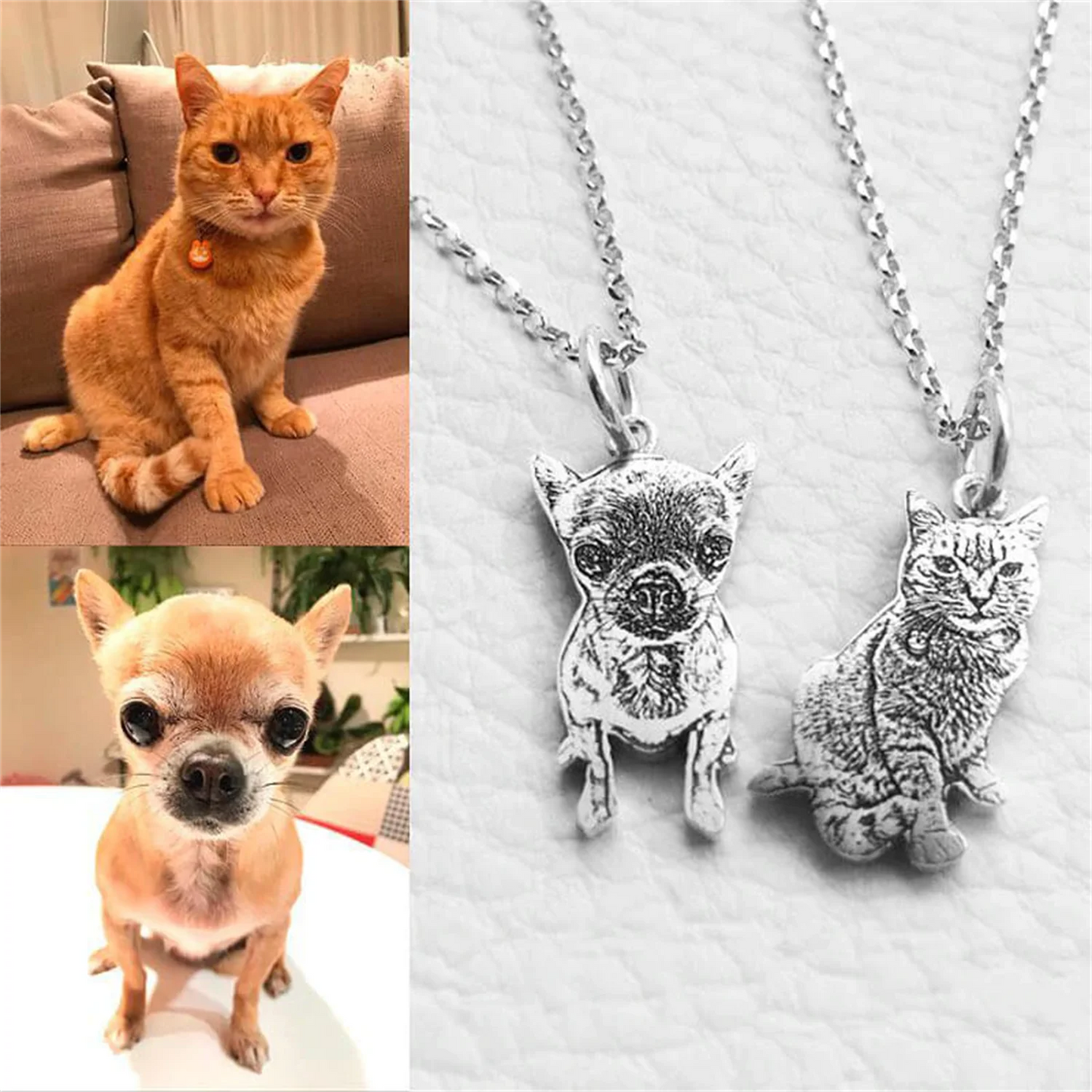🖤 Custom Frosted Engraved Pet Picture Necklace – Personalized Stainless Steel Portrait Pendant – Memorial Jewelry for Women & Men (Gold/Silver/Rose Gold)