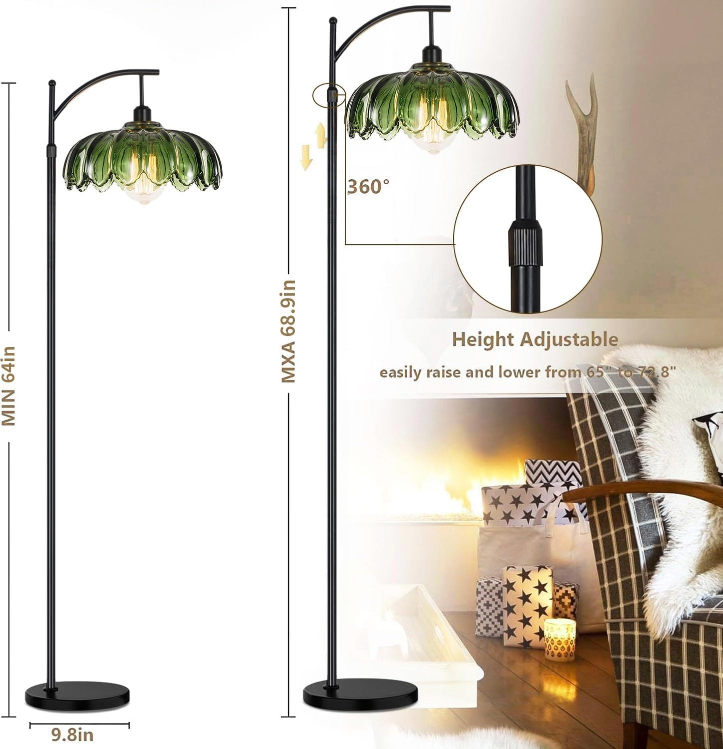 Gold Floor Lamp – Modern Standing Lamp for Living Room & Bedroom