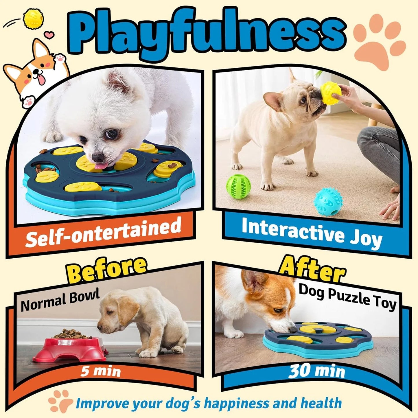 9-Piece Dog Puzzle Toy Set – Interactive Enrichment Toys with Lick Mat & Treat Balls