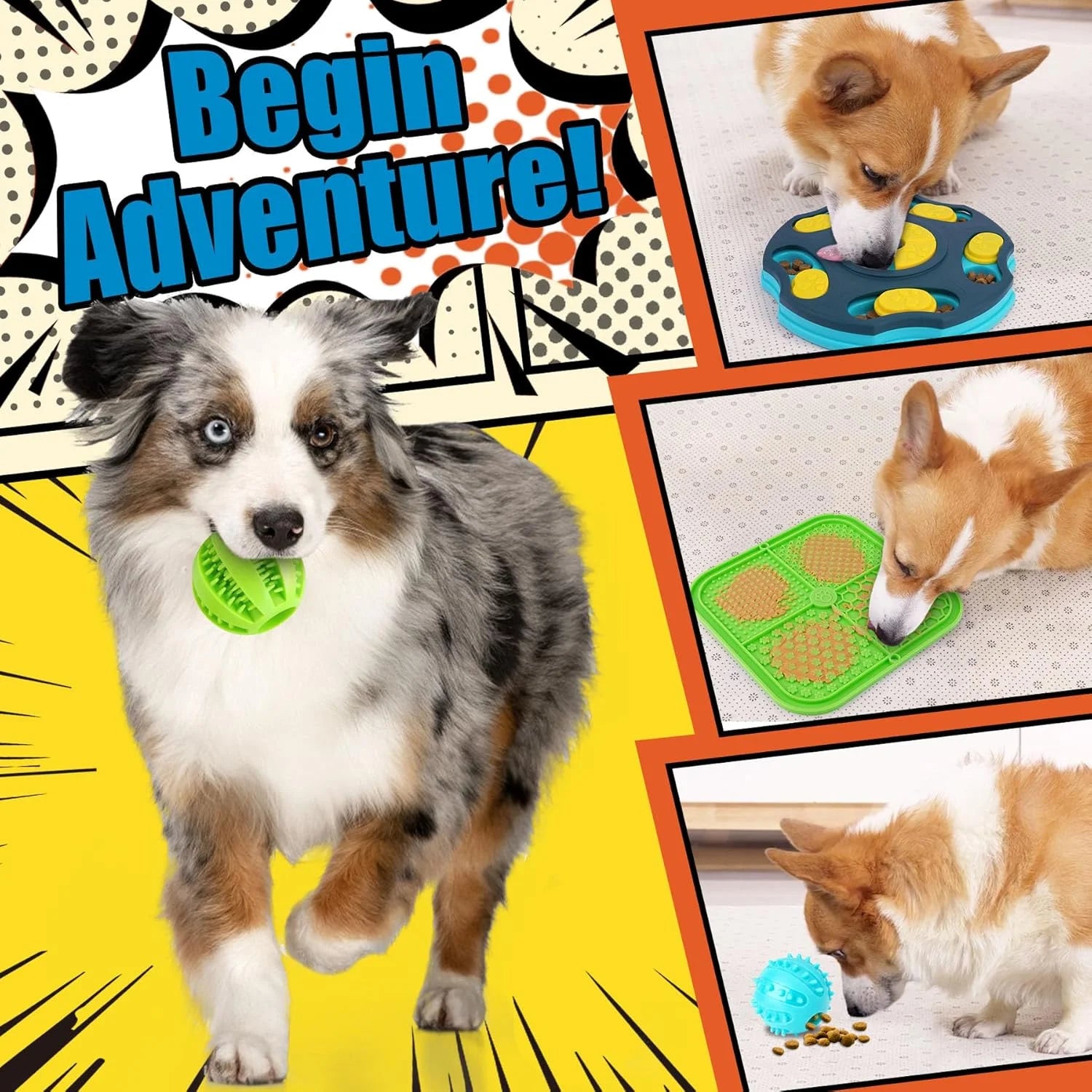 9-Piece Dog Puzzle Toy Set – Interactive Enrichment Toys with Lick Mat & Treat Balls