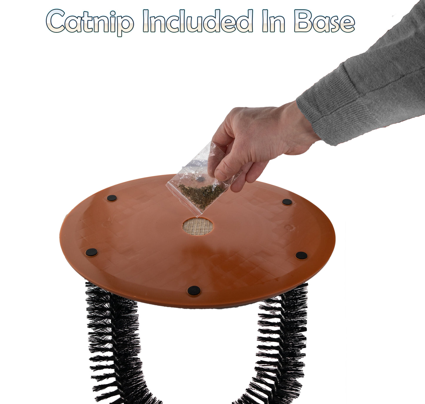 Cat Self-Grooming Arch Toy & Post – Interactive Scratcher with Bristles, Catnip, and Mouse Toy