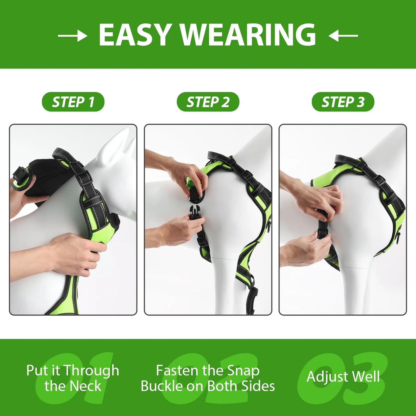Dog Harness & Leash Set – No-Pull Reflective Adjustable Padded Vest Harness with Handle for Small to Large Dogs
