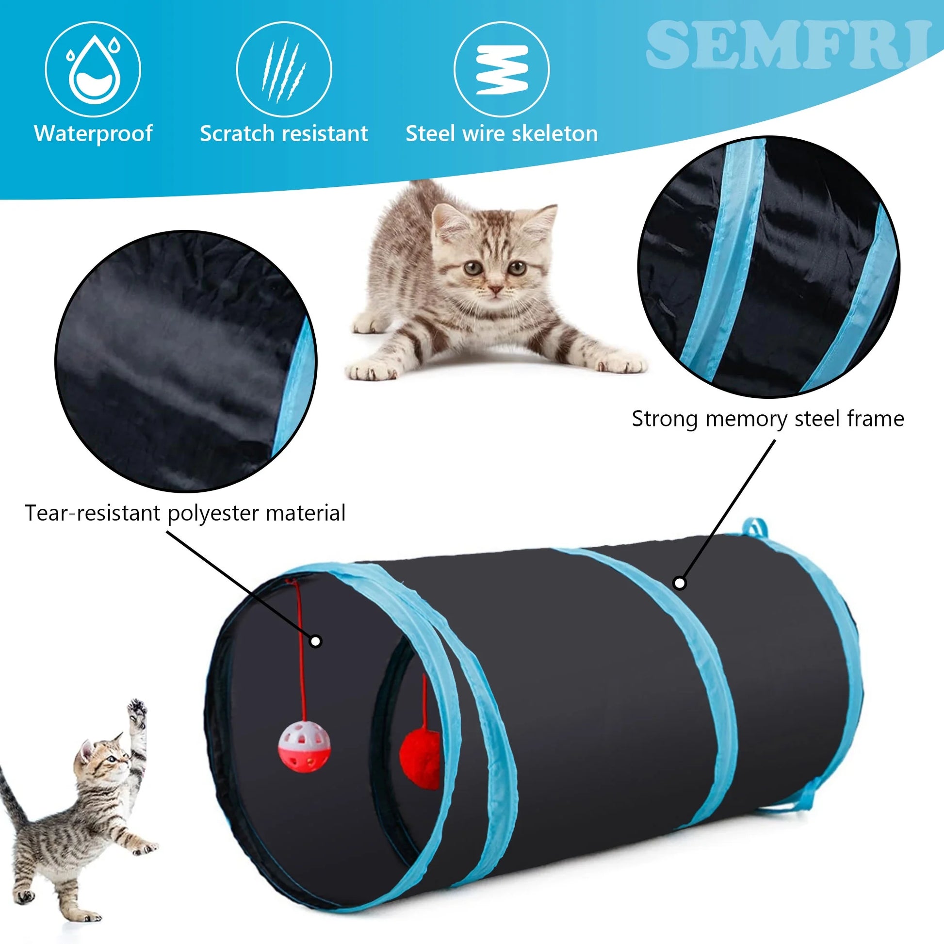 22-Piece Cat Toy Set with Collapsible Tunnel – Interactive Kitten Toys for Cats & Puppies