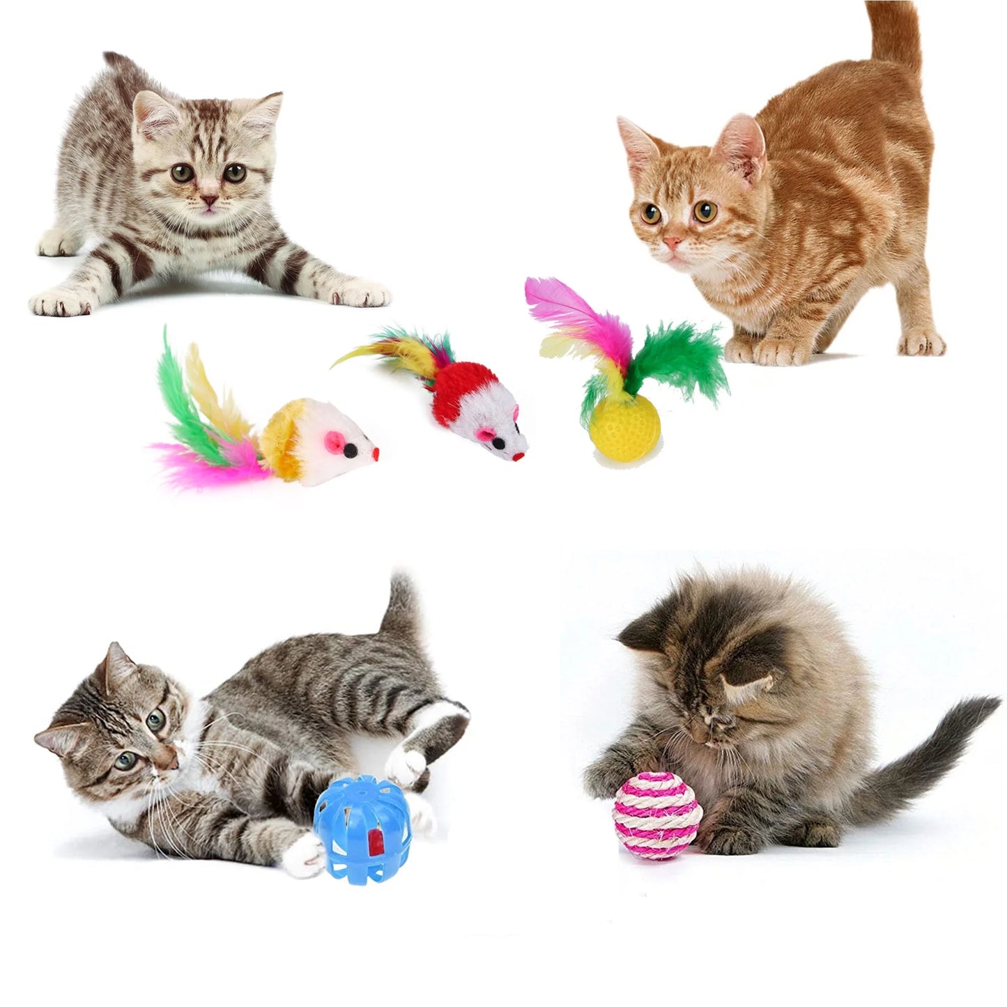 22-Piece Cat Toy Set with Collapsible Tunnel – Interactive Kitten Toys for Cats & Puppies