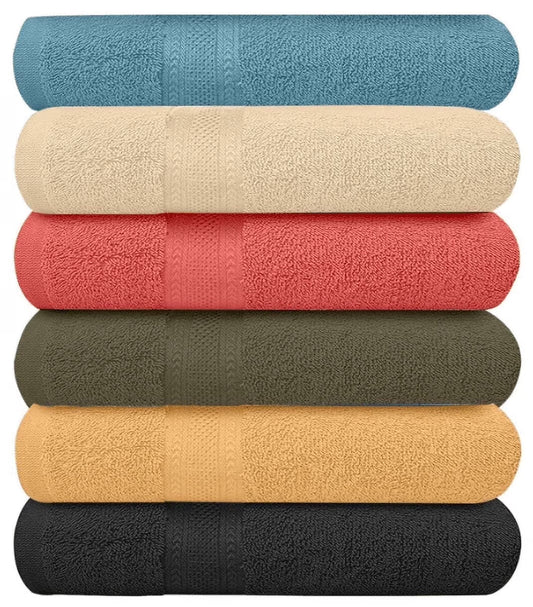 Pack of 6 Cotton Bath Towels – 27" x 54", Super Soft, Quick-Dry, Multicolor