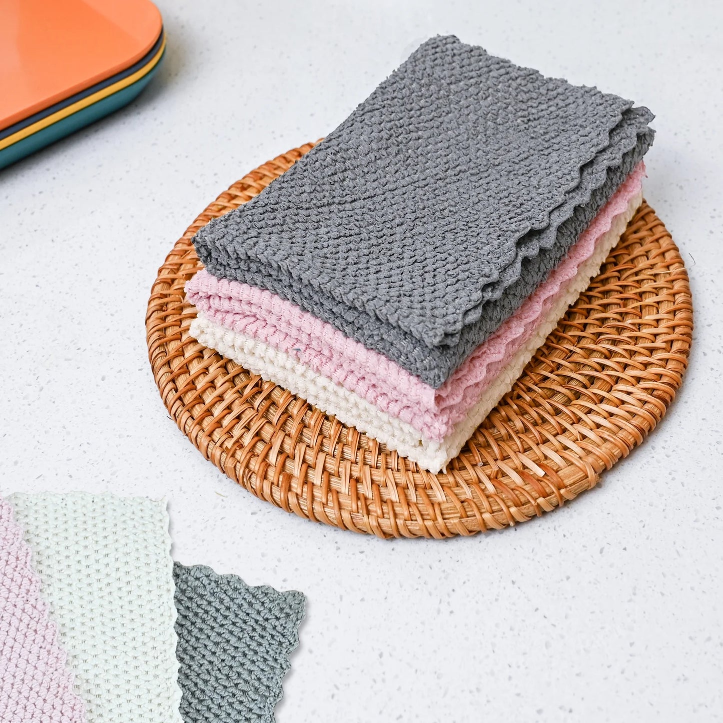 Cotton Dishcloths – 6-Pack Absorbent Kitchen Towels in Mixed Colors
