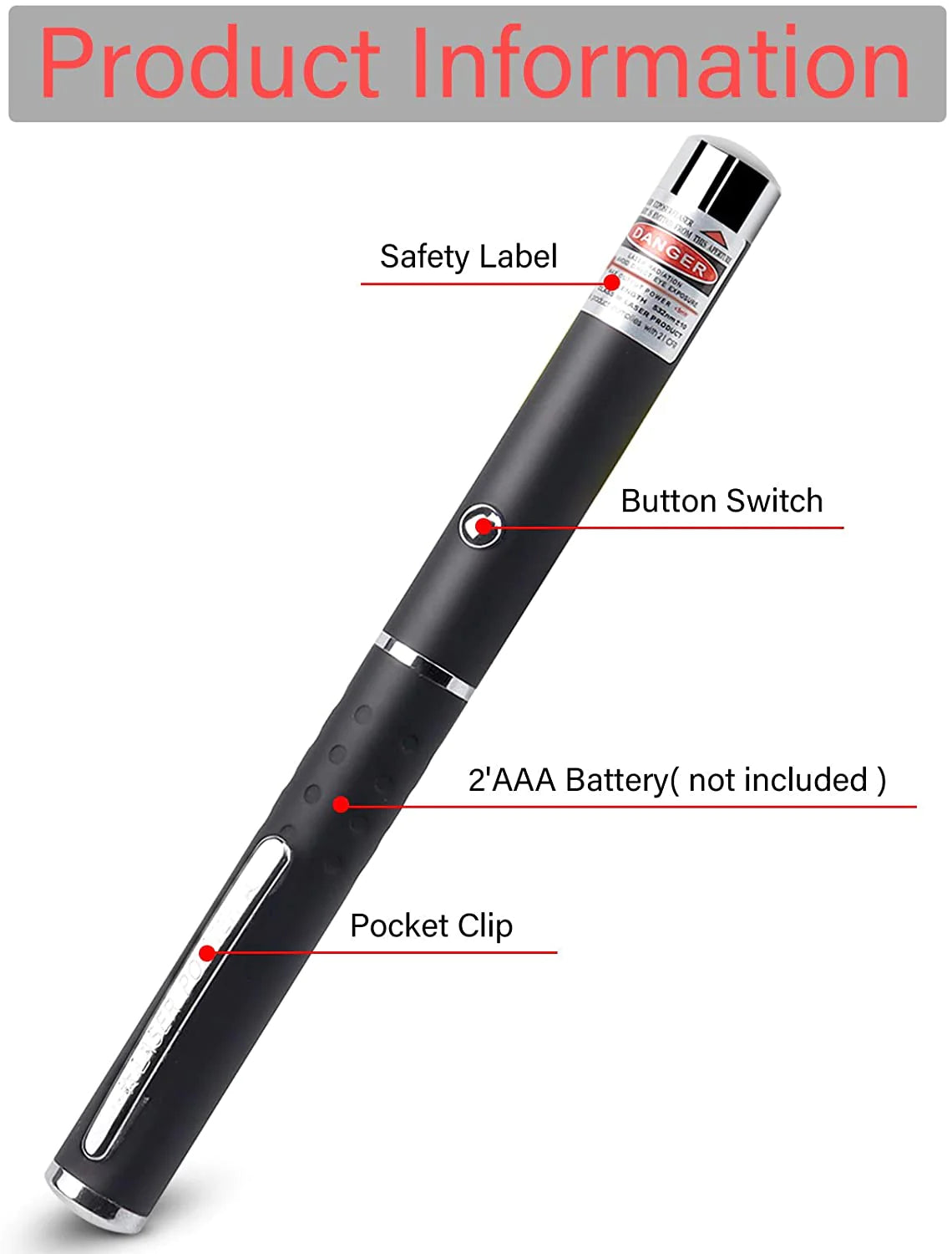 3-Pack 900 Mile Laser Pointer Pen – Green, Blue & Red Visible Beam