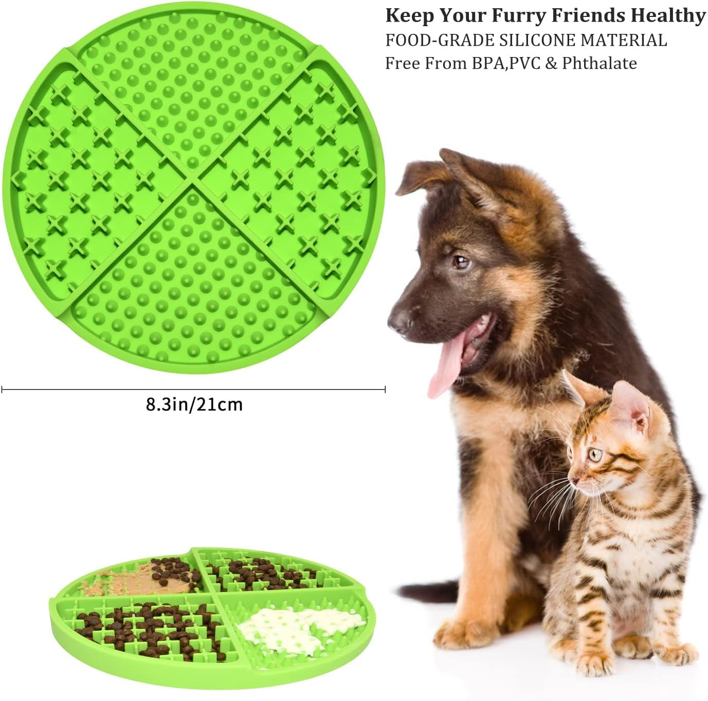 Dog & Cat Licking Mat – Slow Feeder Treat Puzzle Mat for Anxiety & Boredom Relief, Green