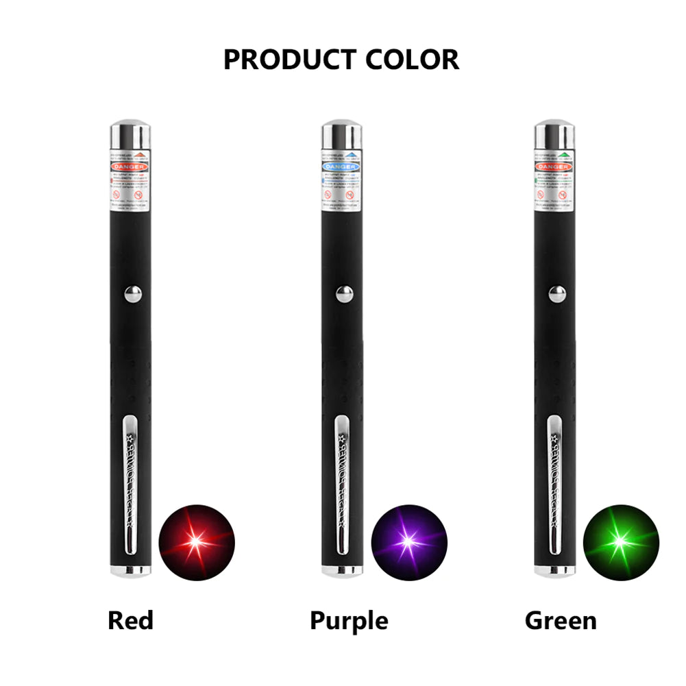 3-Pack 900 Mile Laser Pointer Pen – Green, Blue & Red Visible Beam