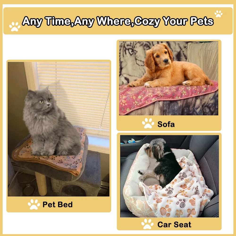 Premium Fleece Pet Blanket – Super Soft Fluffy Flannel Throw for Dogs & Cats, 23" x 16"