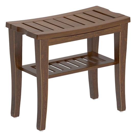 Bamboo Wood Bathroom Shower Bench – Non-Slip Waterproof Shower Stool, Indoor & Outdoor