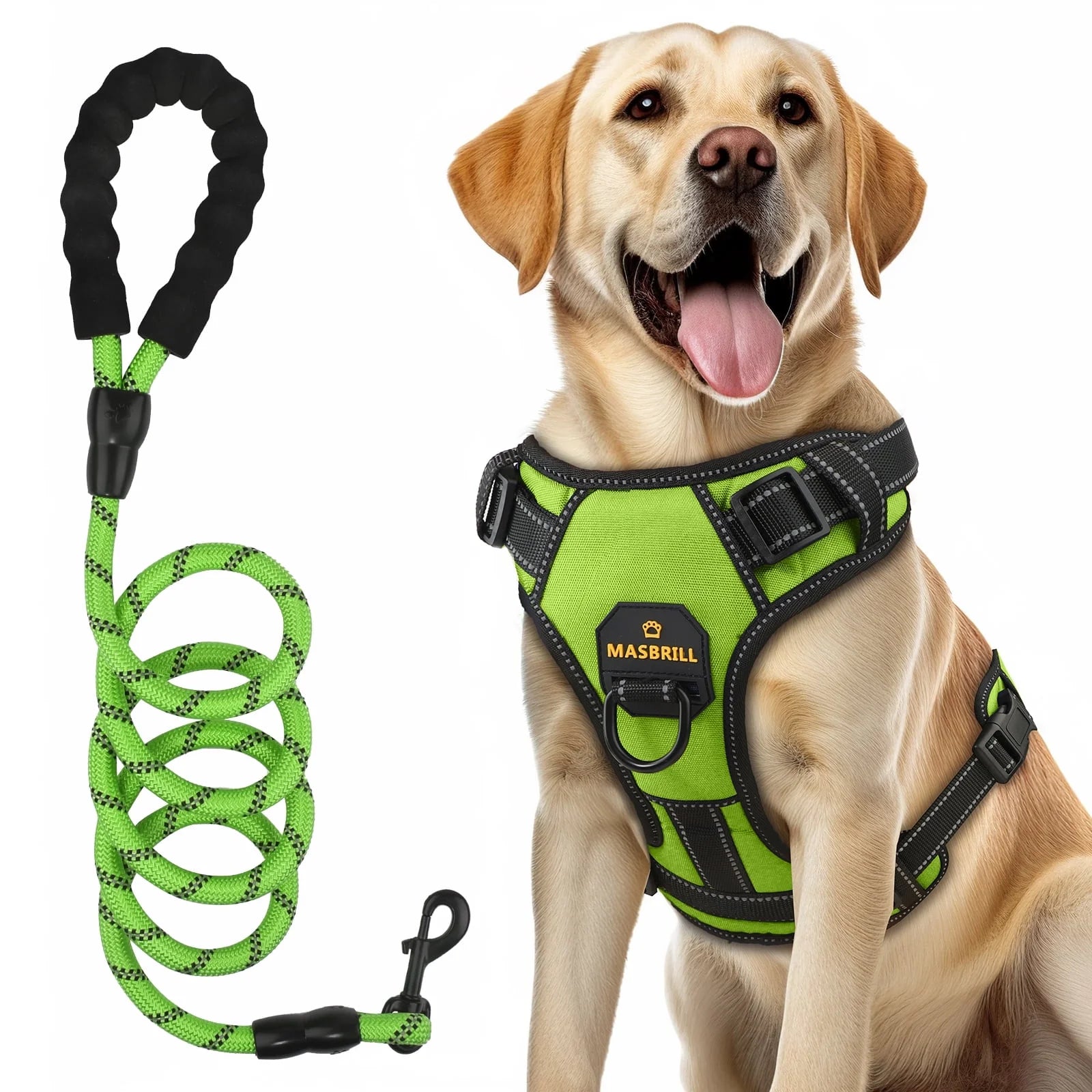 Dog Harness & Leash Set – No-Pull Reflective Adjustable Padded Vest Harness with Handle for Small to Large Dogs