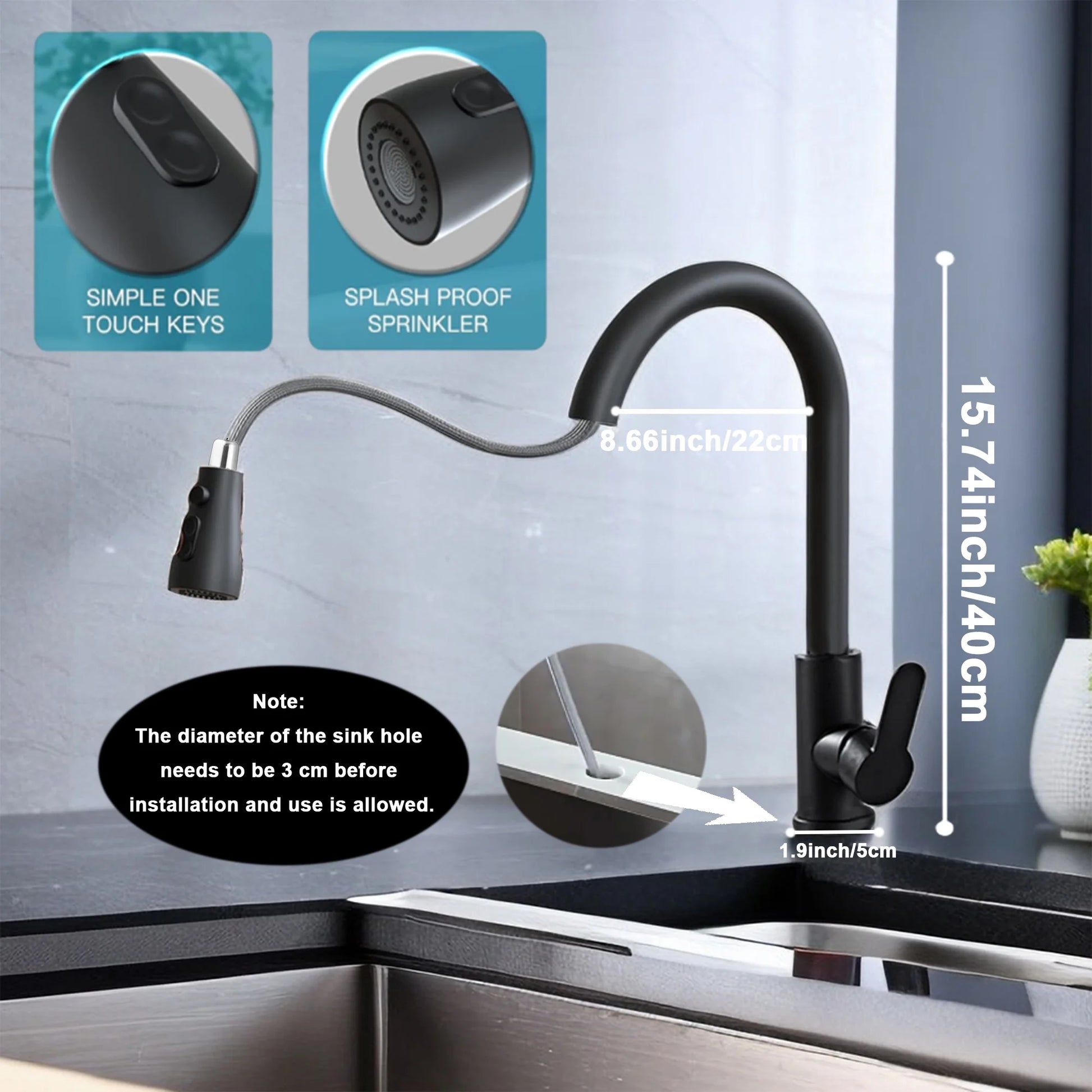 Stainless Steel Kitchen Faucet – Pull-Down Sprayer Sink Faucet