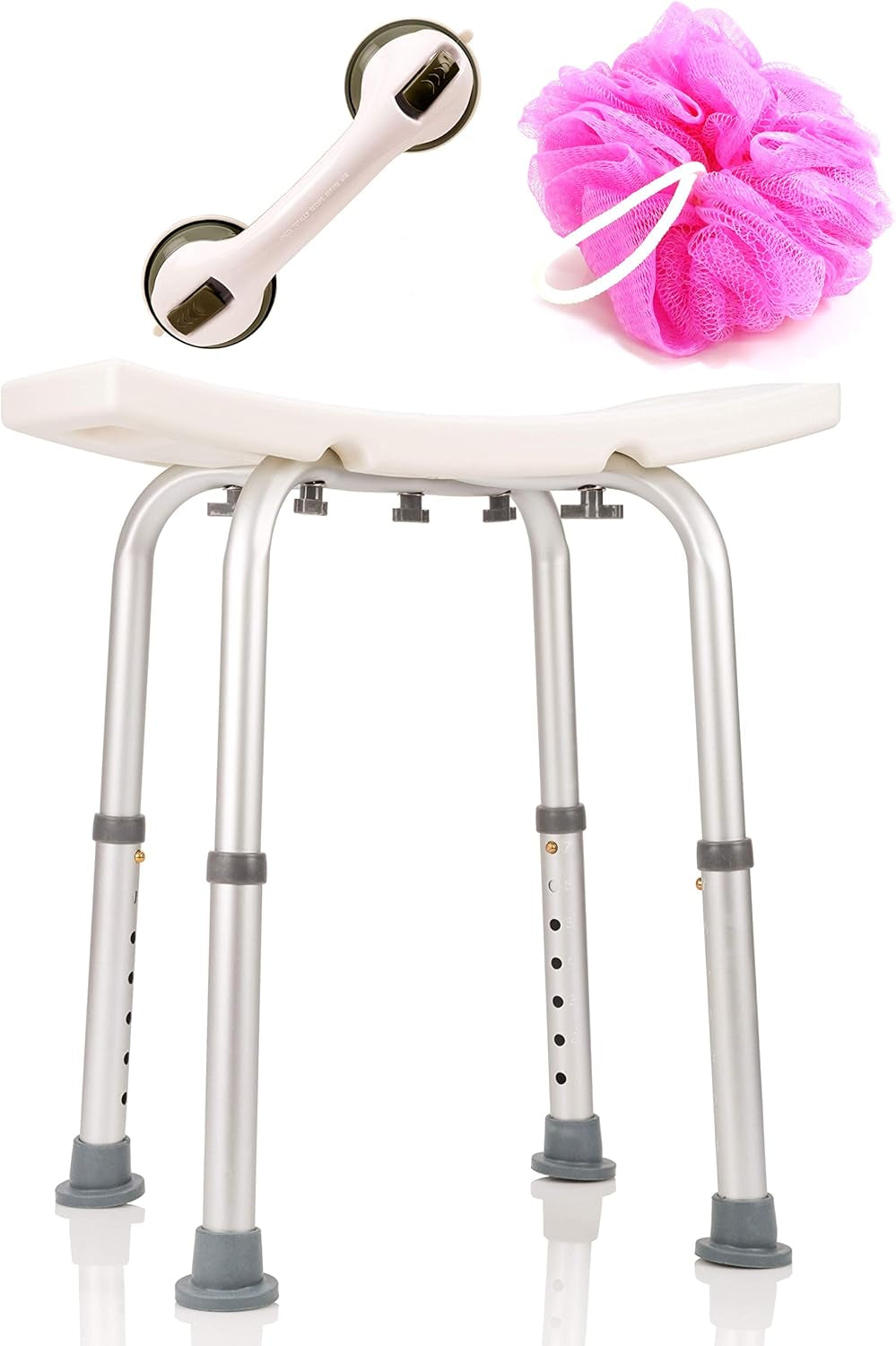 Dr. Maya’s Adjustable Shower Chair with Free Grab Bar – Handicap Shower Stool & Bath Seat, 300 lb Capacity