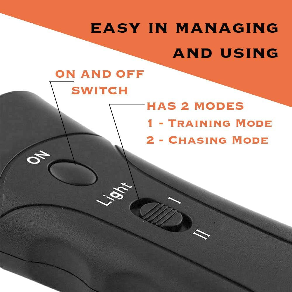 Ultrasonic Anti-Barking Dog Trainer – Handheld Pet Control Device with LED Flashlight