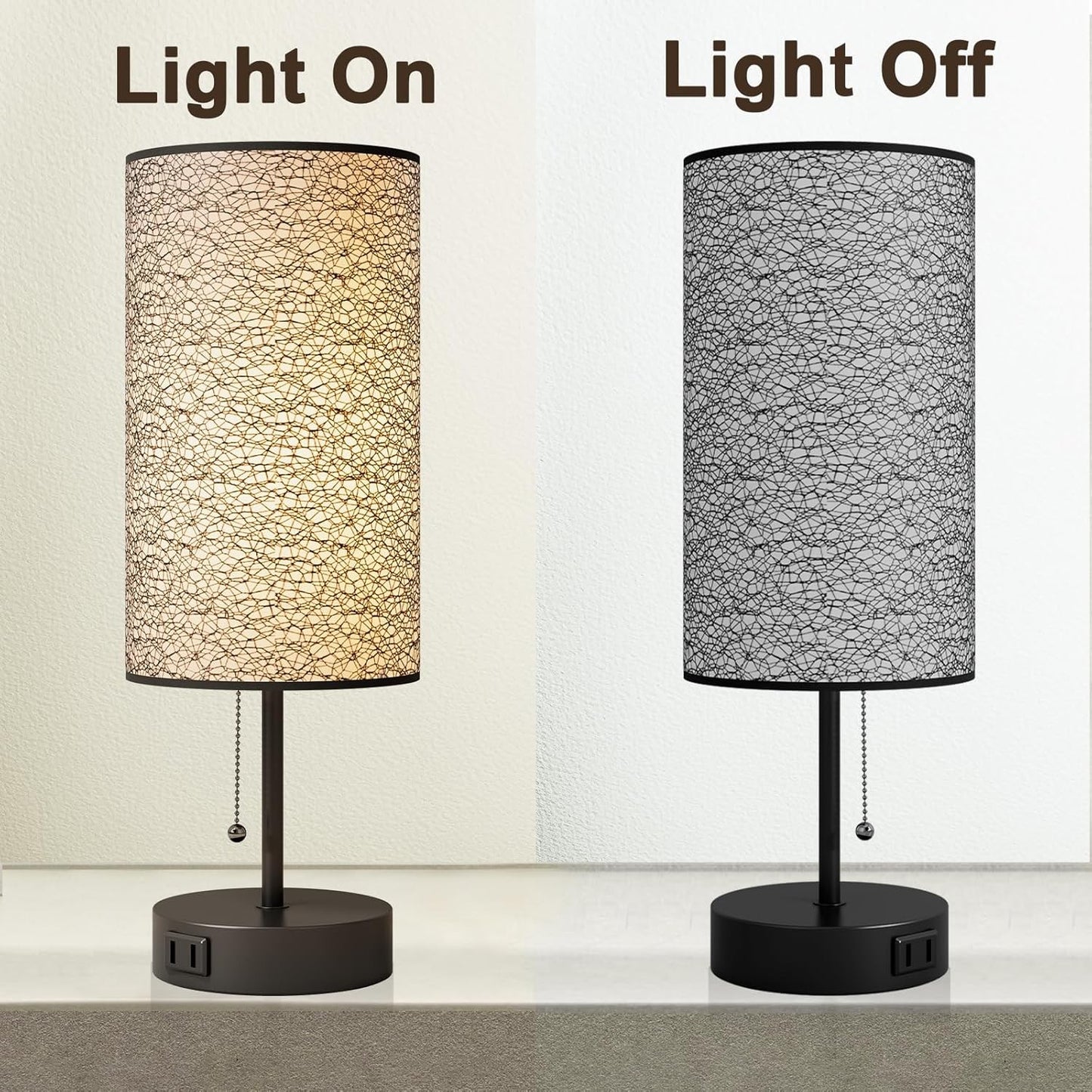 Table Lamp for Bedroom – Nightstand Lamp with Soft Ambient Lighting