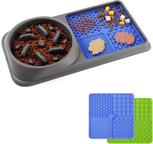 Dog Slow Feeder & Licking Mat Set – Premium 2-Pack Lick Pads for Healthy Mealtime