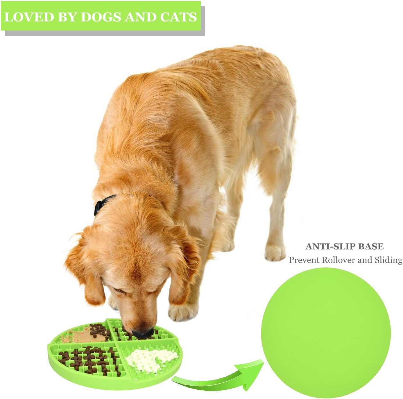 Dog & Cat Licking Mat – Slow Feeder Treat Puzzle Mat for Anxiety & Boredom Relief, Green