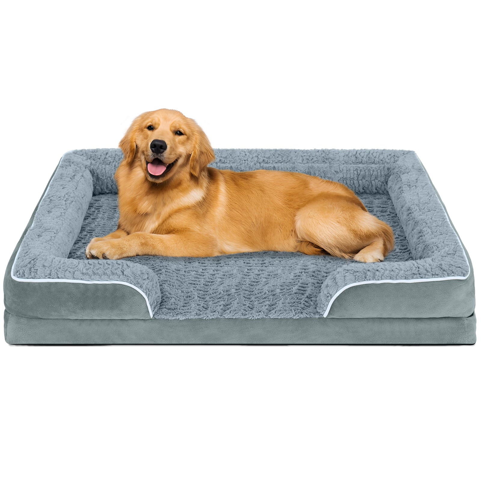 Extra-Large Orthopedic Dog Bed – Waterproof Sofa Bed with Non-Slip Base and Removable Washable Cover, Gray (M–XXL)