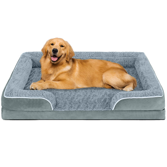 Extra-Large Orthopedic Dog Bed – Waterproof Sofa Bed with Non-Slip Base and Removable Washable Cover, Gray (M–XXL)