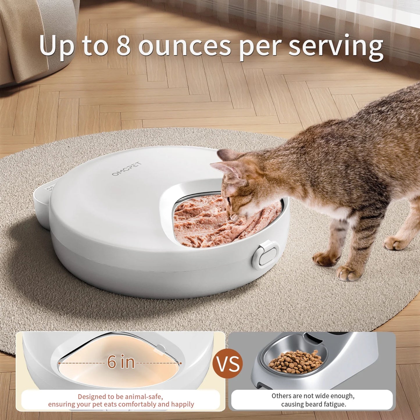 Automatic Cat Feeder – Refrigerated Wet & Dry Food Dispenser with 4 Timed Meals, 2 Ice Packs, White