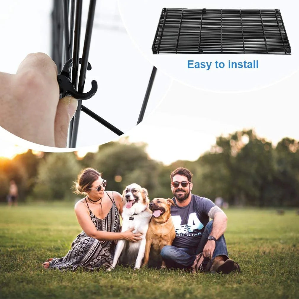 24" Portable Dog Playpen – Metal Wire Exercise Pen & Crate for Small Pets, Black