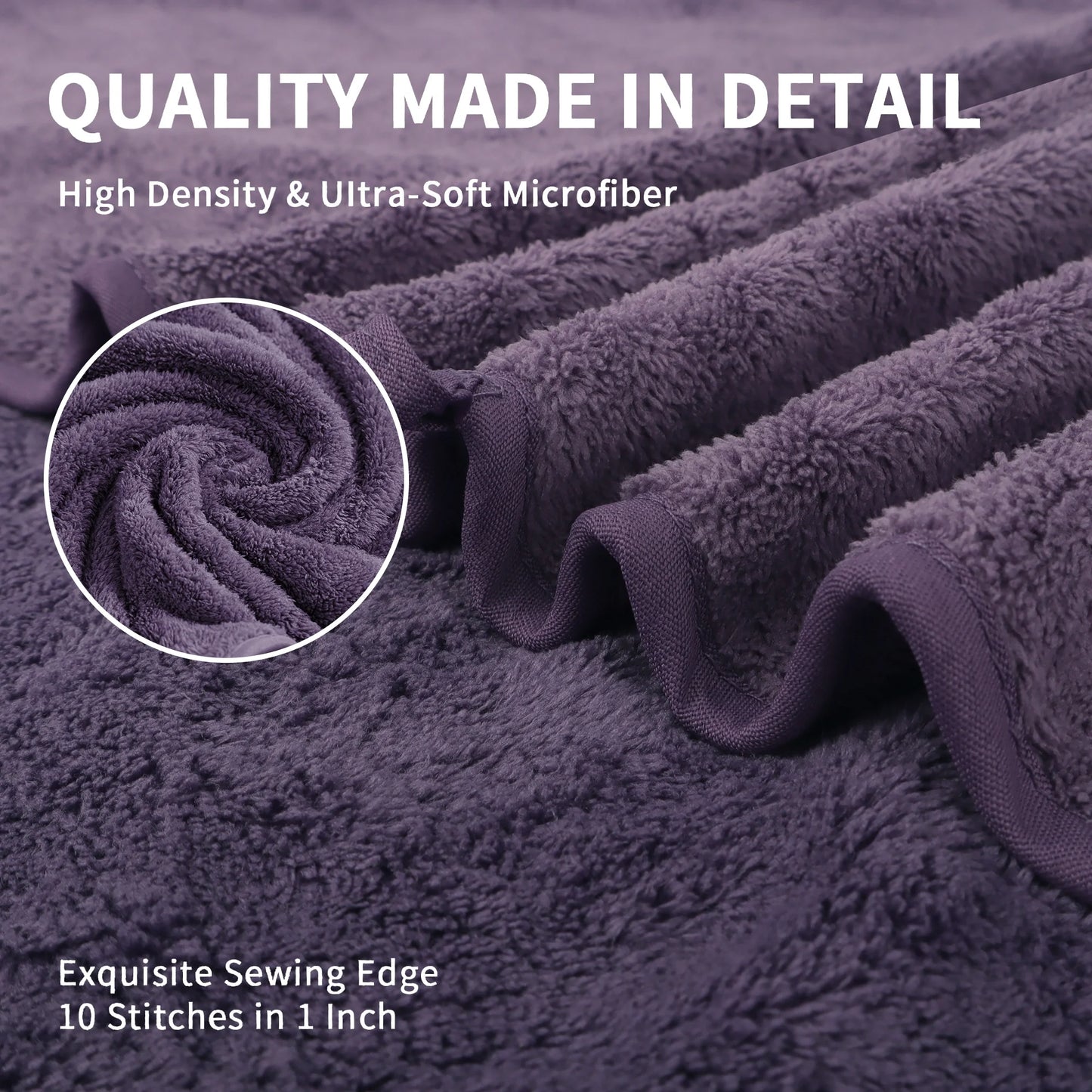 8-Piece Oversized Plush Towel Set – 700 GSM Soft & Cozy, Dark Purple