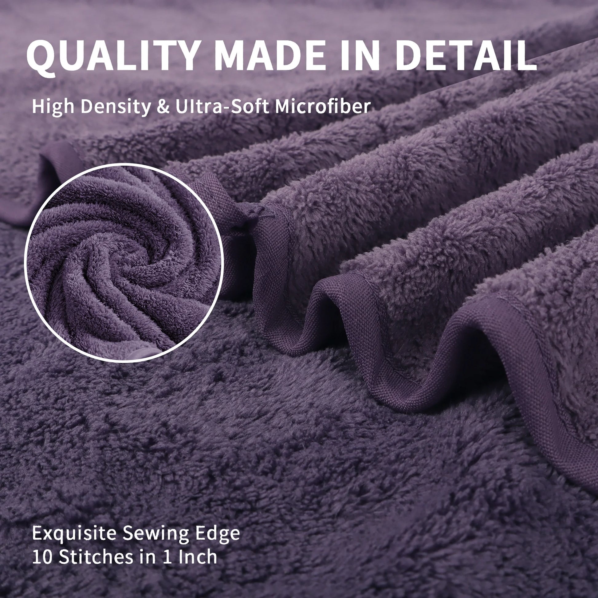 8-Piece Oversized Plush Towel Set – 700 GSM Soft & Cozy, Dark Purple