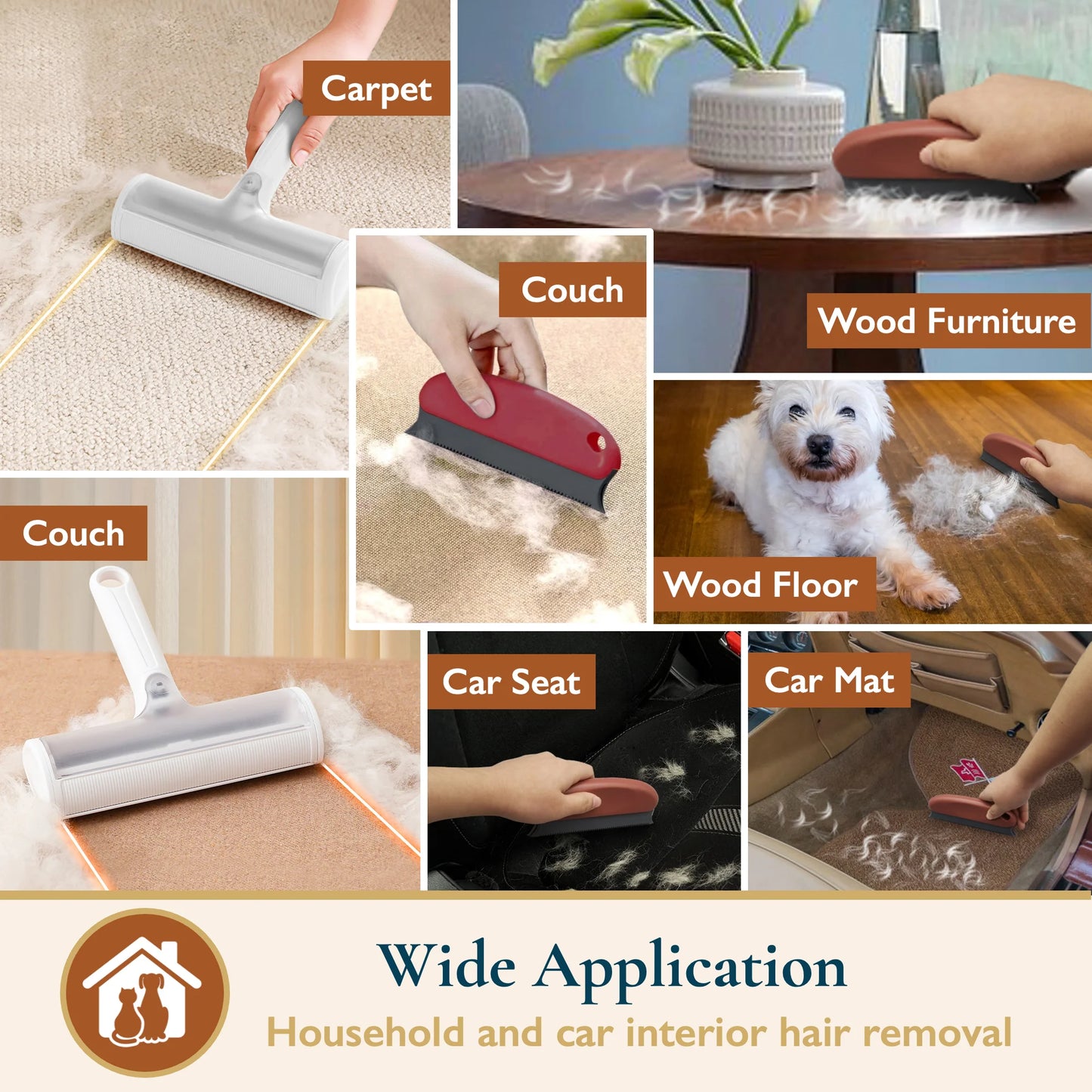 Pet Hair Remover Set – Reusable Roller & Detailer for Dog & Cat Fur