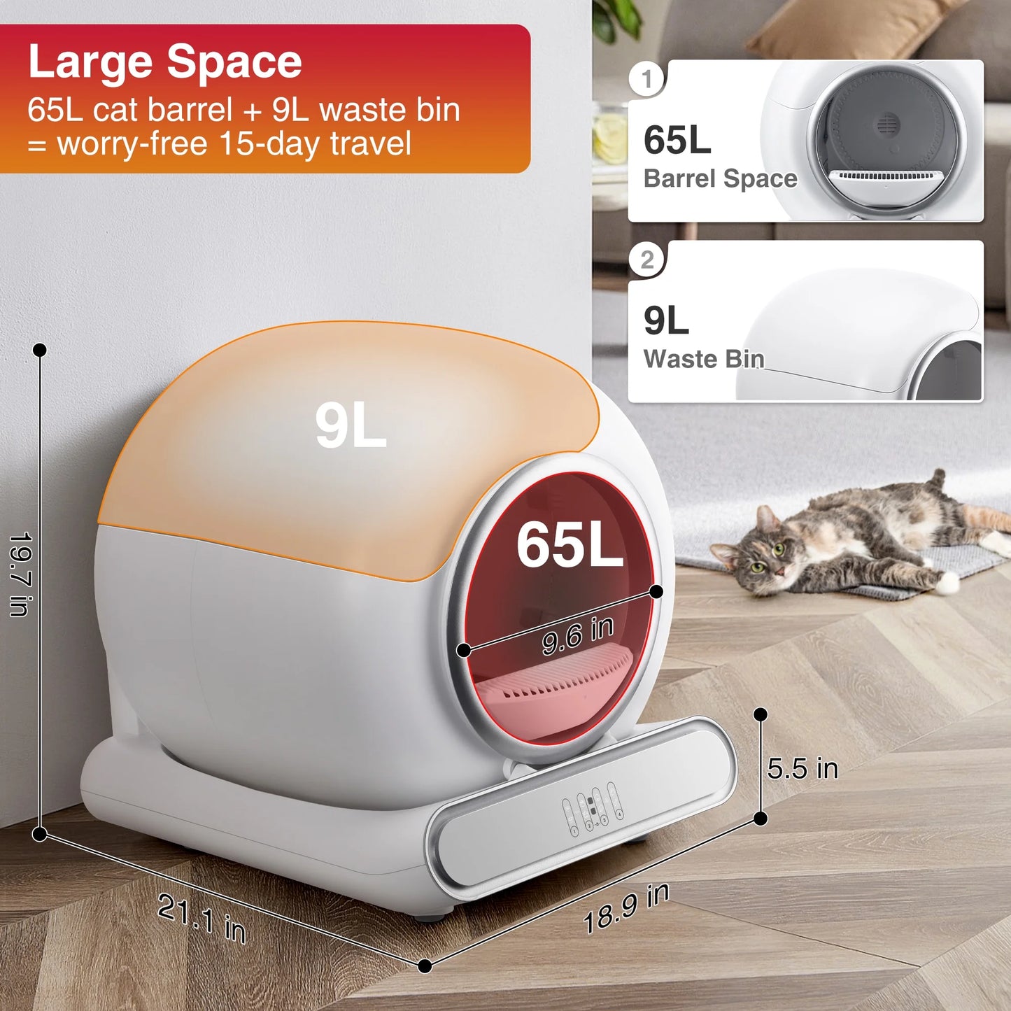 Self-Cleaning Automatic Cat Litter Box with App Control – Large Capacity, WiFi Enabled