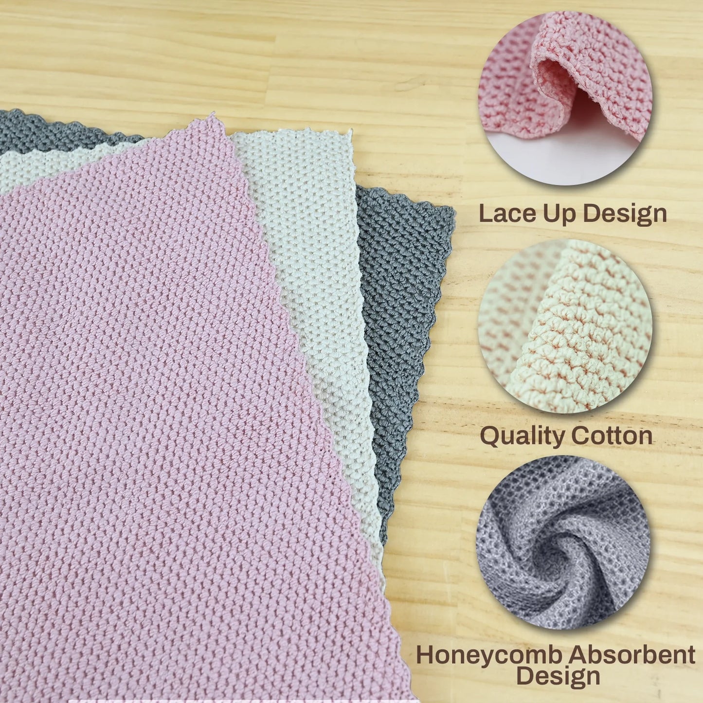Cotton Dishcloths – 6-Pack Absorbent Kitchen Towels in Mixed Colors