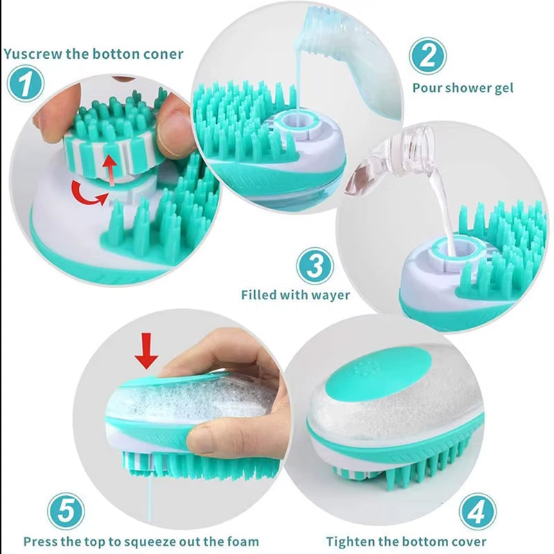 2-in-1 Pet Bath Brush – Silicone Grooming & Massage Comb for Dogs & Cats
