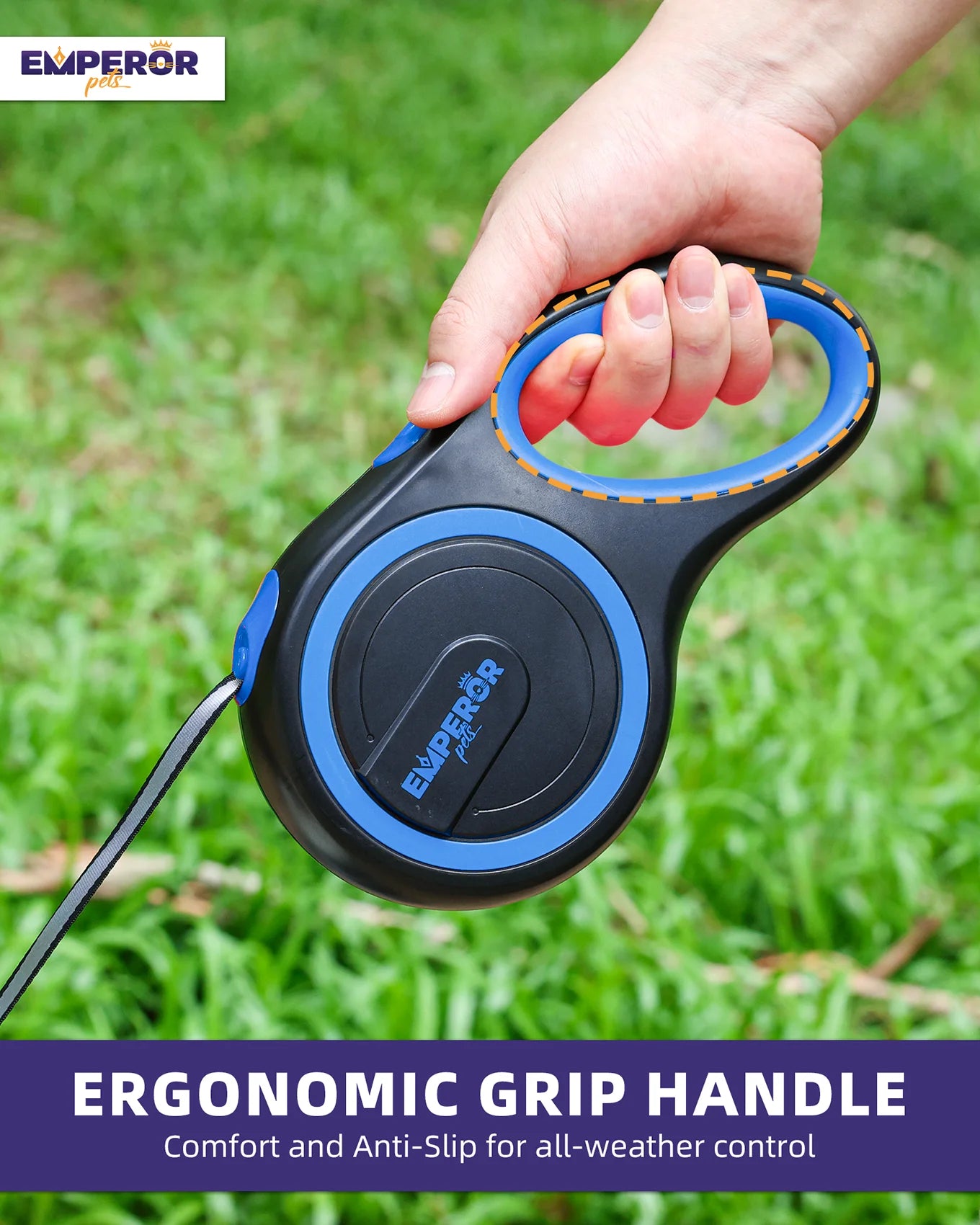 Retractable Dog Leash – 16 Ft Heavy-Duty Leash for Large Dogs up to 110 lbs, Blue