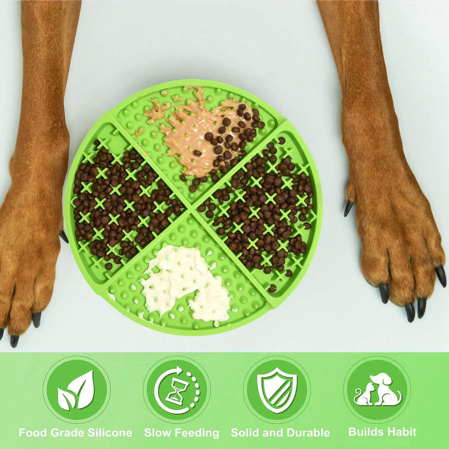 Dog & Cat Licking Mat – Slow Feeder Treat Puzzle Mat for Anxiety & Boredom Relief, Green