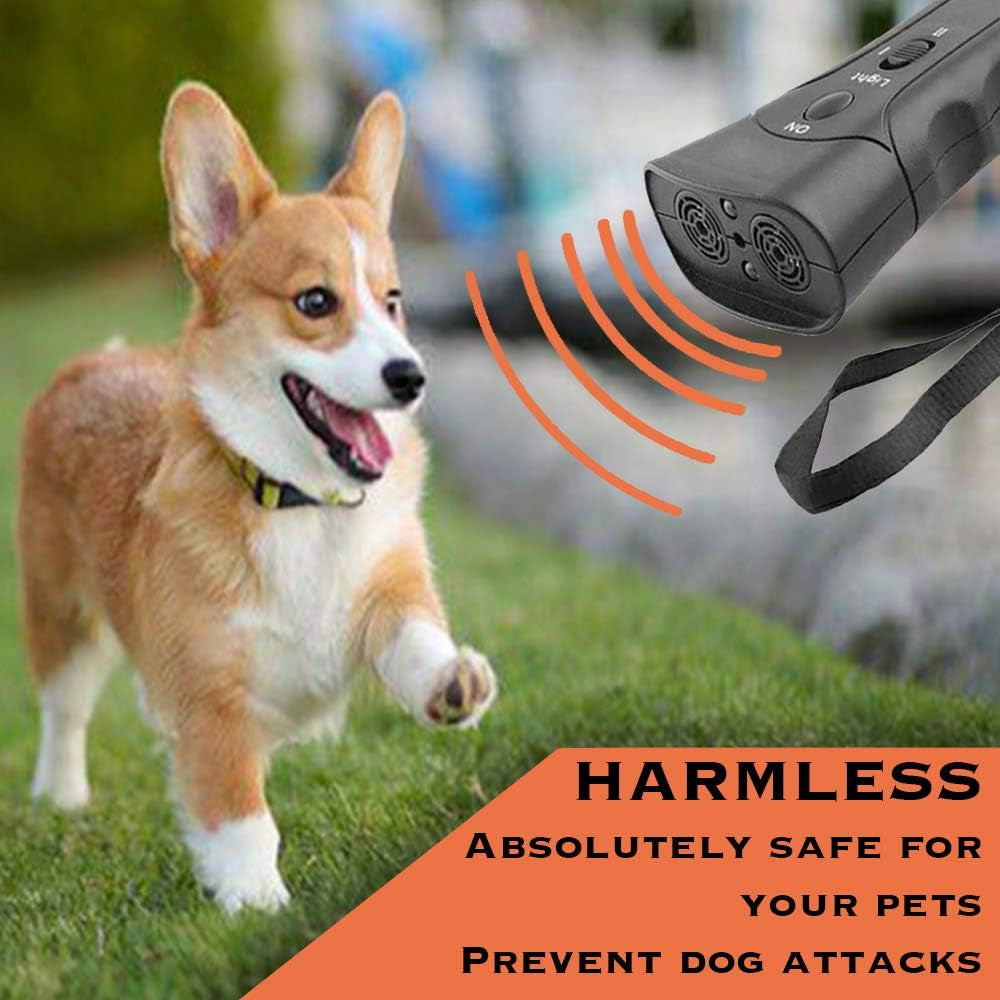 Ultrasonic Anti-Barking Dog Trainer – Handheld Pet Control Device with LED Flashlight