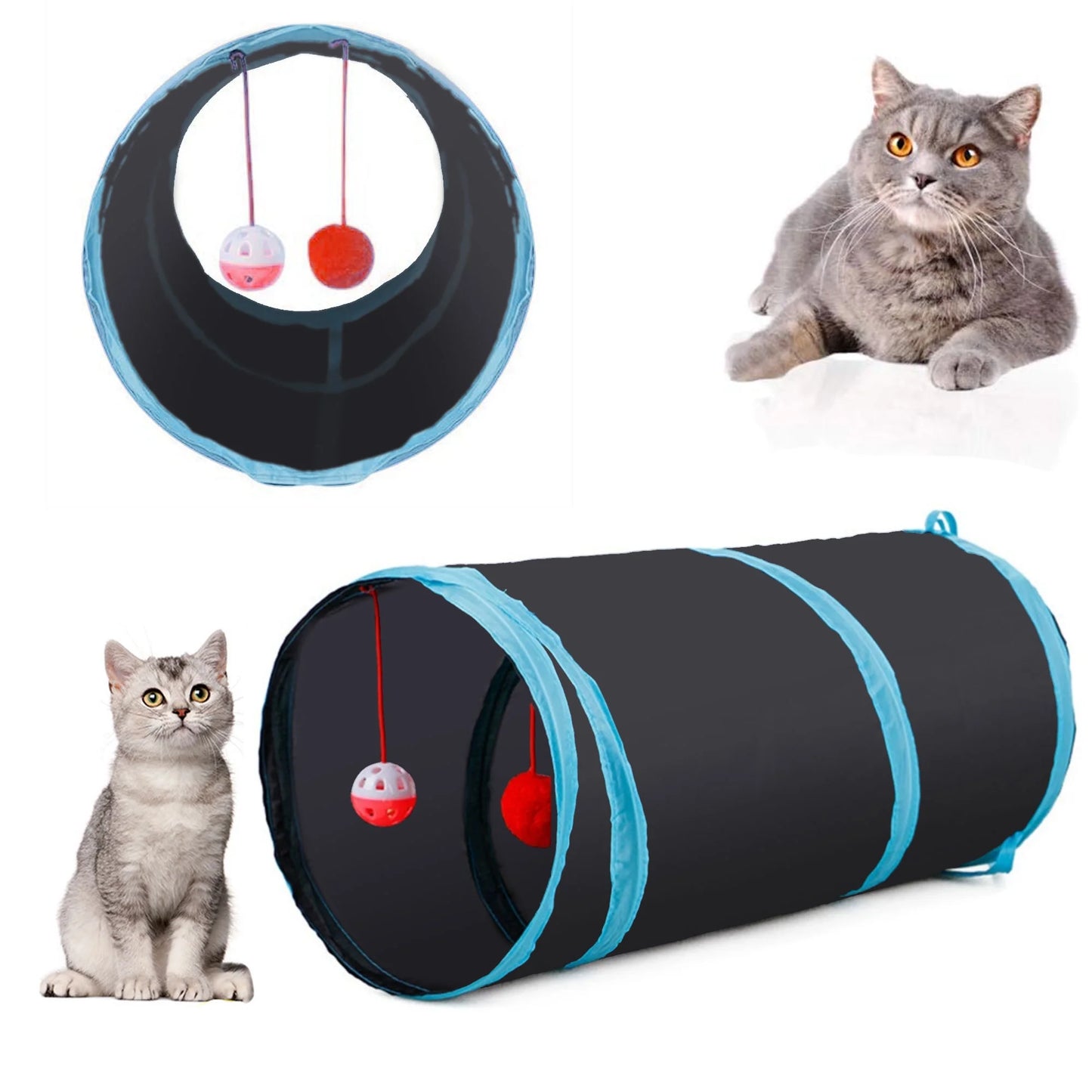 22-Piece Cat Toy Set with Collapsible Tunnel – Interactive Kitten Toys for Cats & Puppies