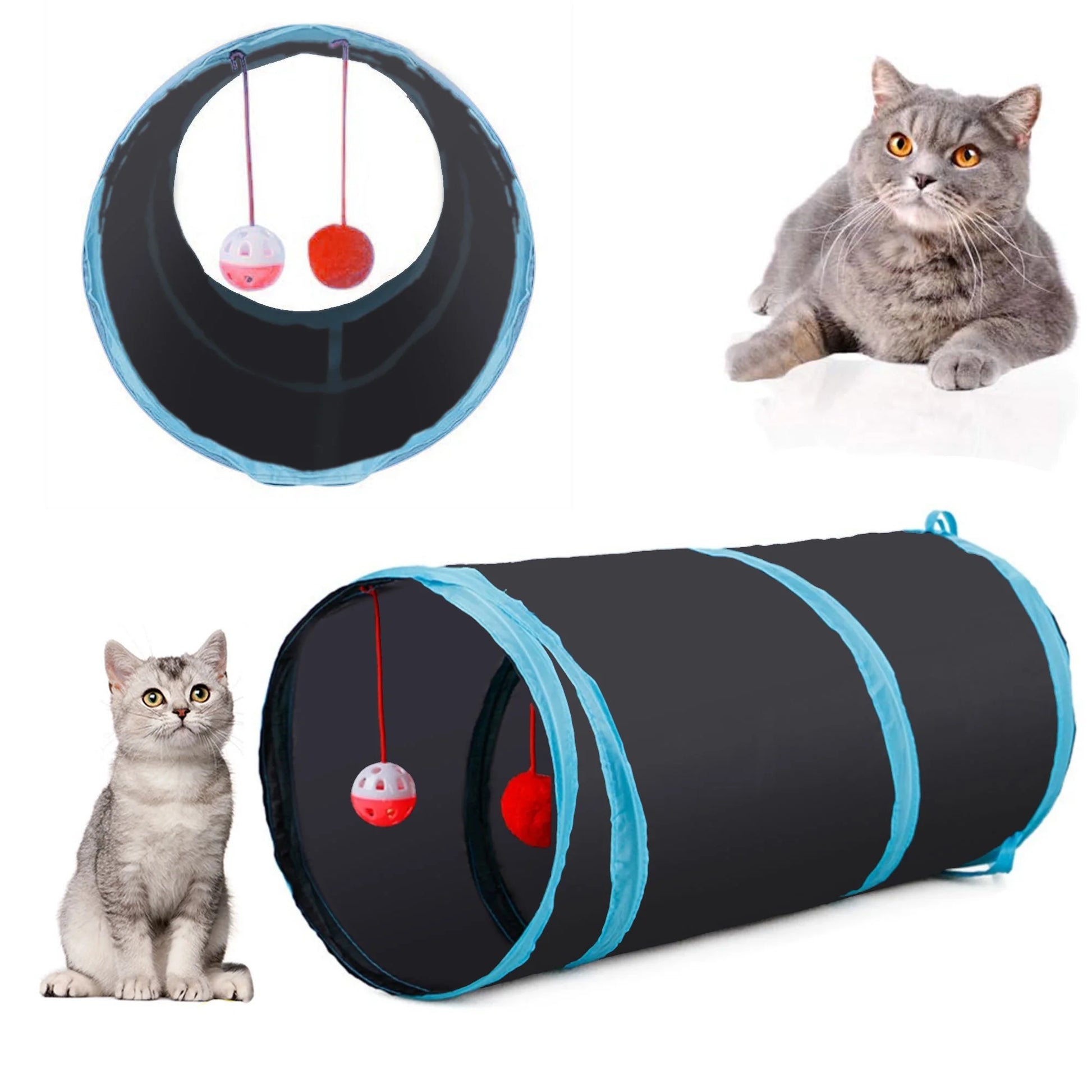 22-Piece Cat Toy Set with Collapsible Tunnel – Interactive Kitten Toys for Cats & Puppies