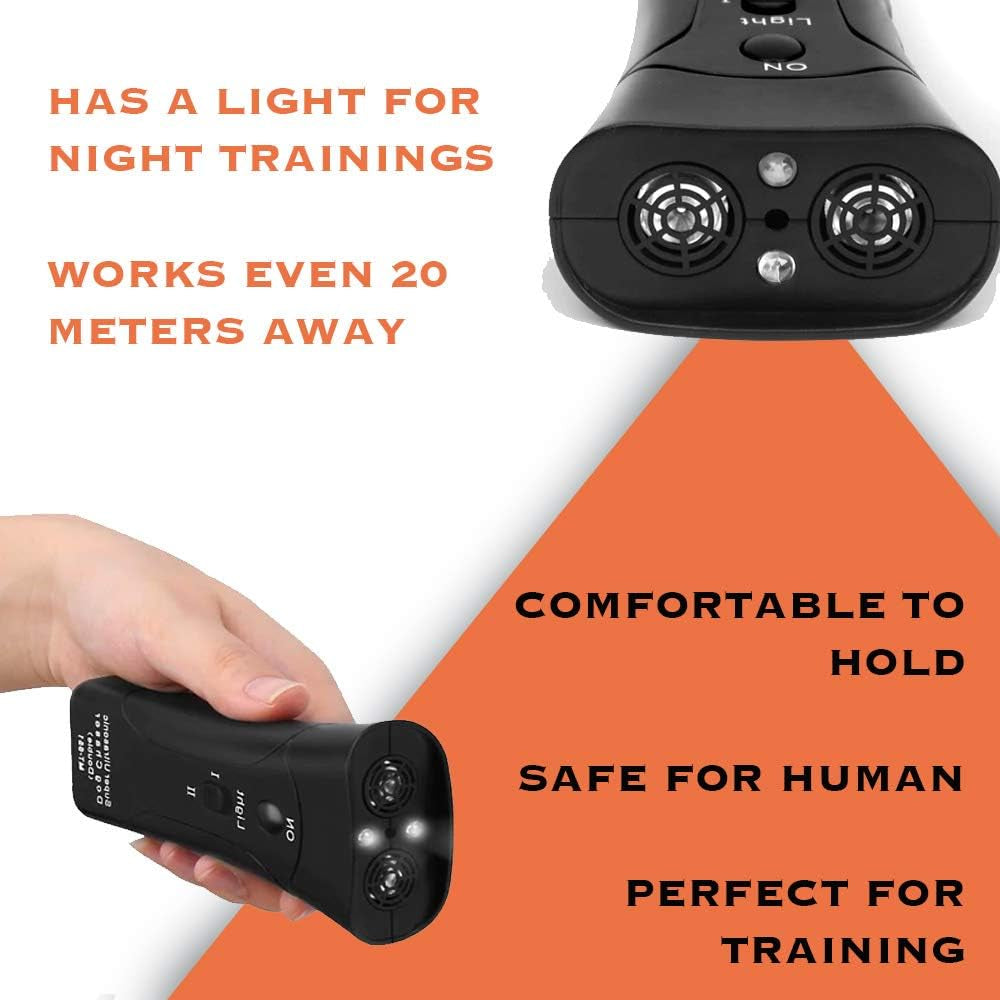 Ultrasonic Anti-Barking Dog Trainer – Handheld Pet Control Device with LED Flashlight