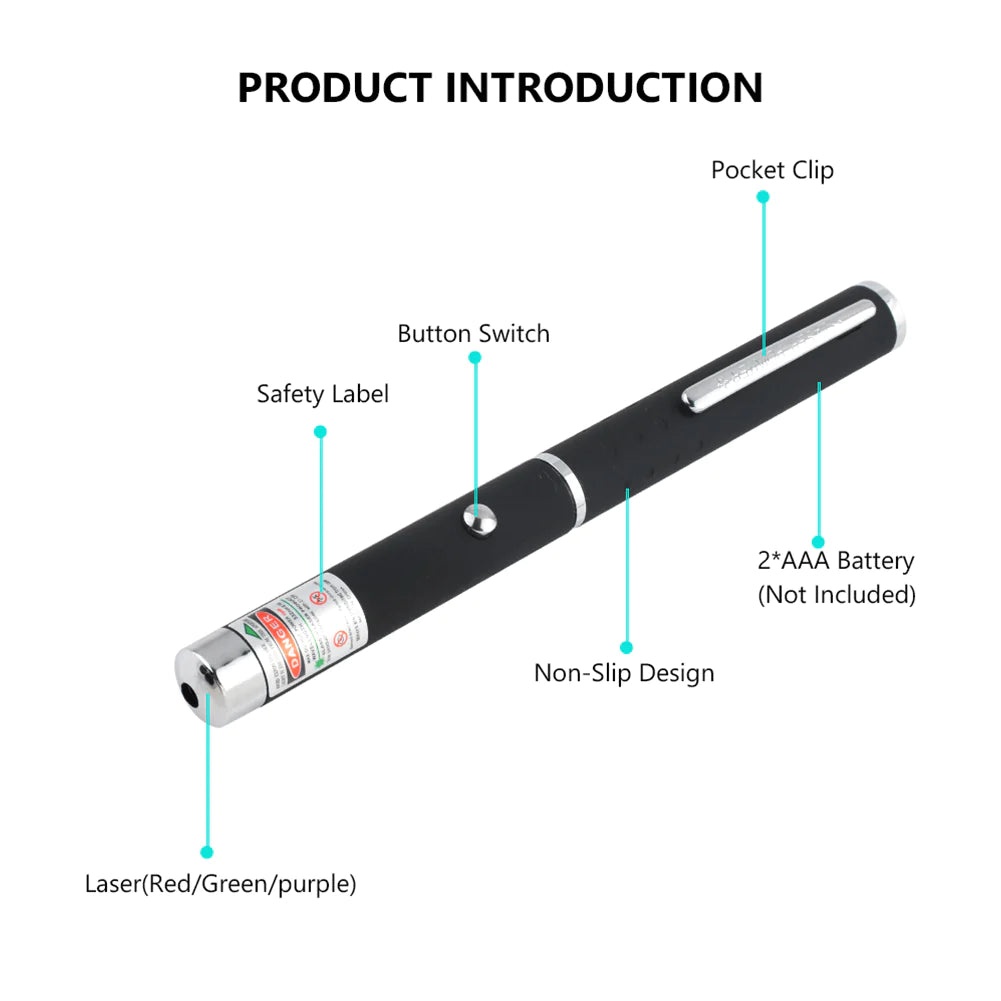 3-Pack 900 Mile Laser Pointer Pen – Green, Blue & Red Visible Beam