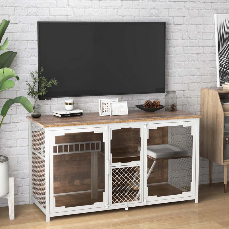 Dietzel Wooden Cat Cage & TV Stand – Multi-Functional Cat House Furniture